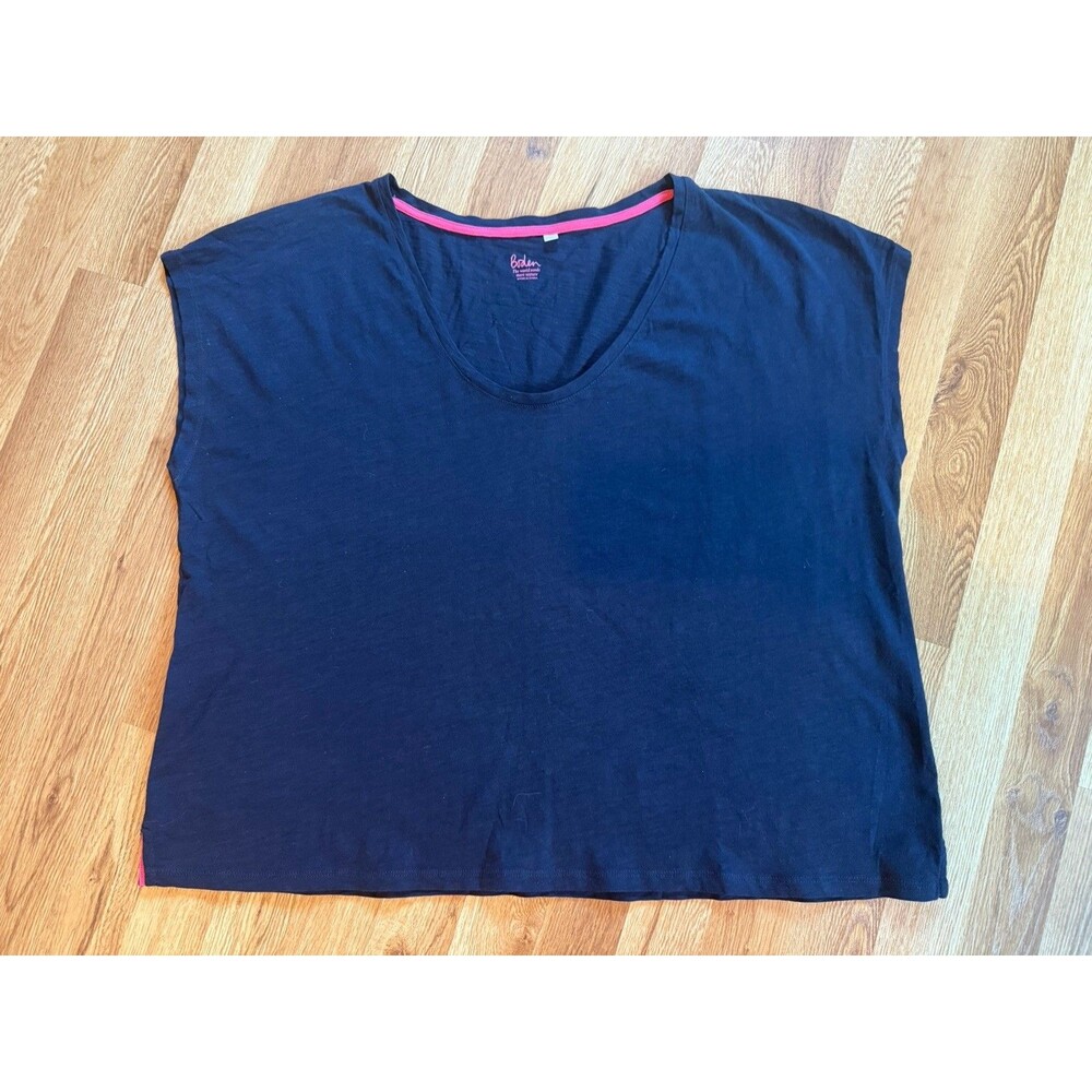 Boden Women’s Blue 100% Cotton Oversized Boxy Top XL Short Sleeve Casual Tee